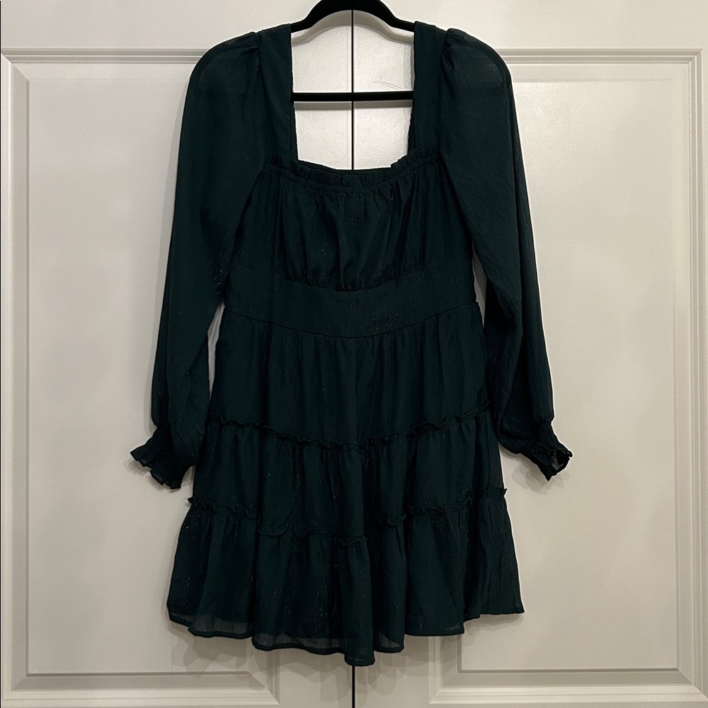 Altar'd State shimmery Dark Green Long Sleeve Dress